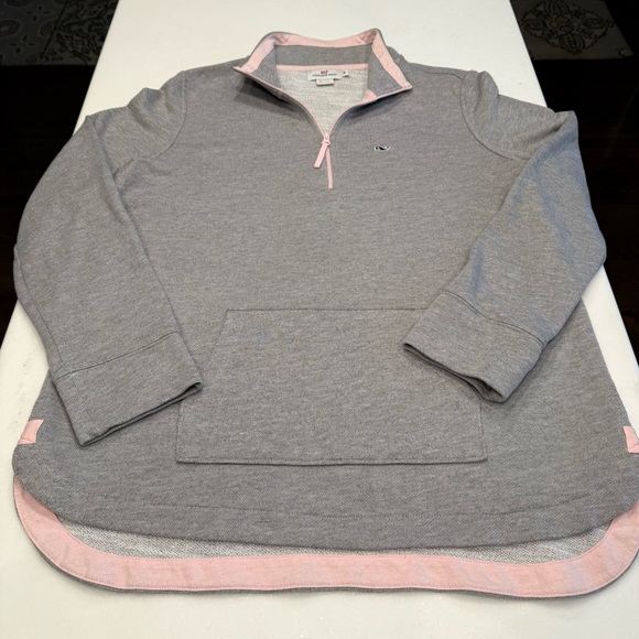 Vineyard Vines Women’s 1/4 Zip Sweater Gray W/ Pink Accents Sz M - Picture 12 of 12